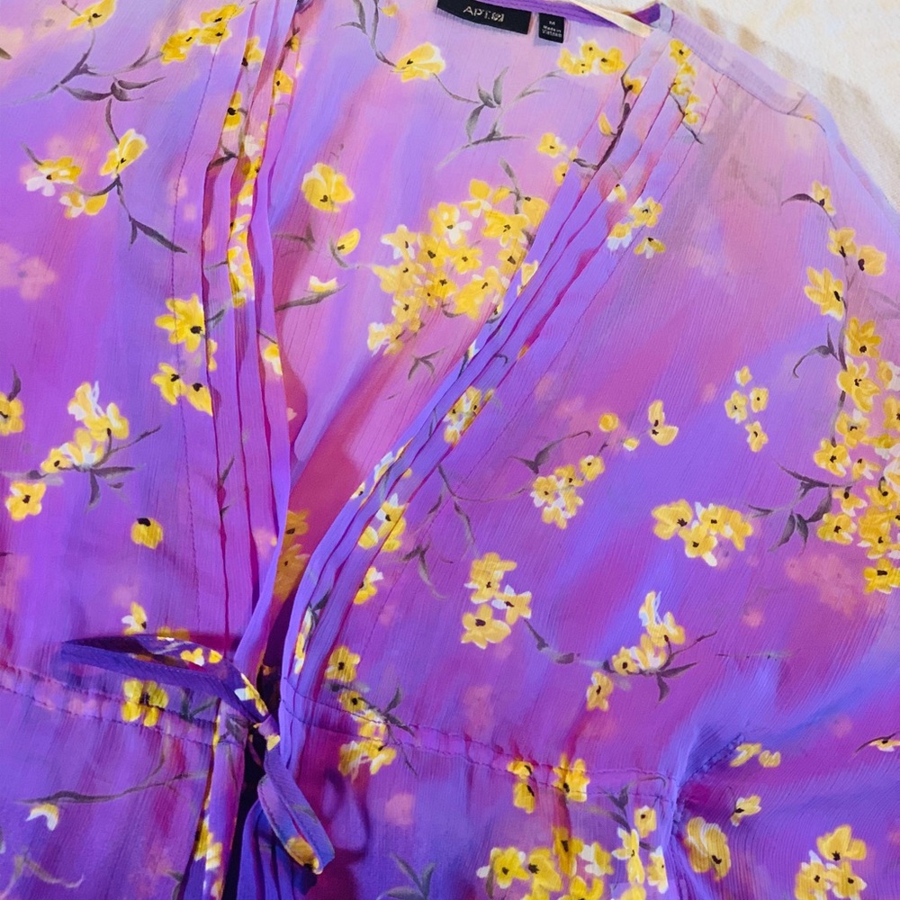 APT.9 Medium Purple&Yellow Sheer Kimono